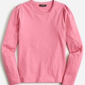 J.Crew Top Flamingo Pink Puff Sleeve Crewneck Long Sleeve Top Size XXL NWT